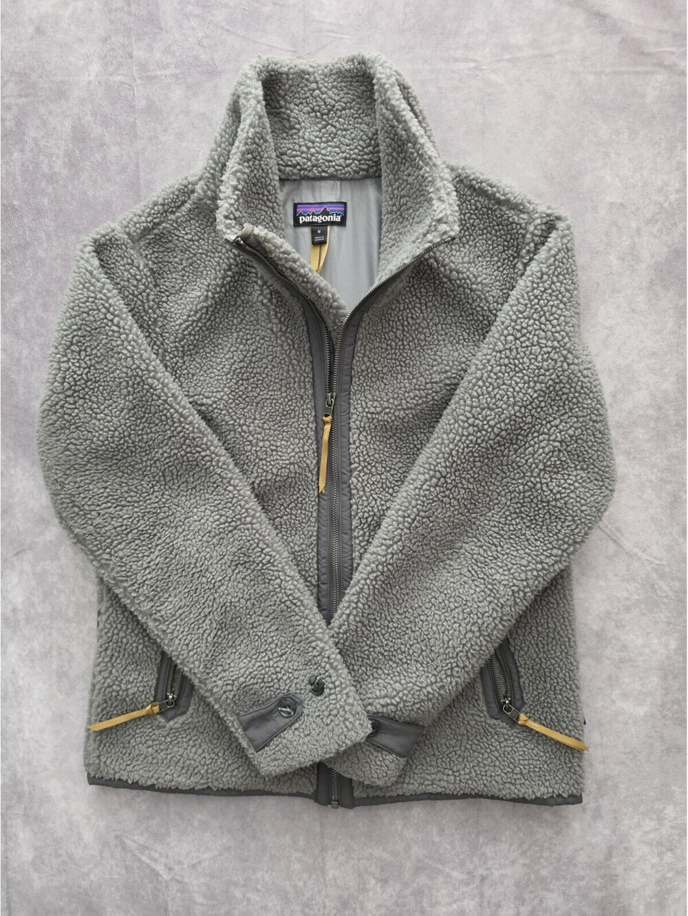 SKU0271 Patagonia Women's Medium Retro Pile Sherpa Fleece Jacket Gray Full Zip